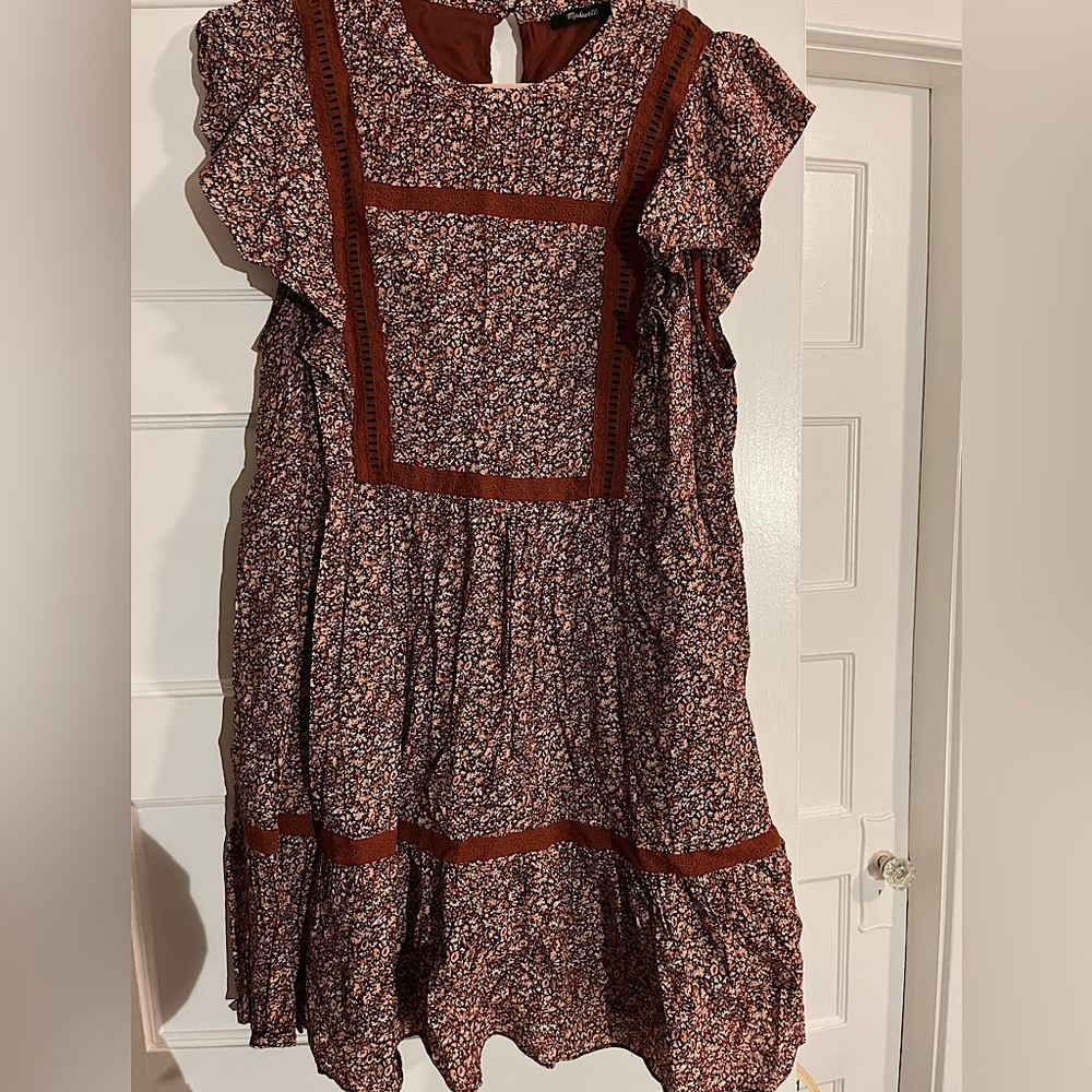 XL Madewell Maroon floral Peasant Dress